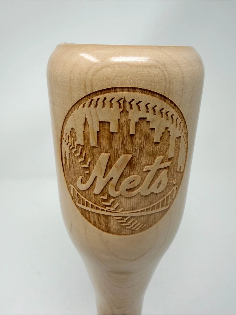 New York Mets Wined Up Wooden Engraved Mini Bat Wine Glass